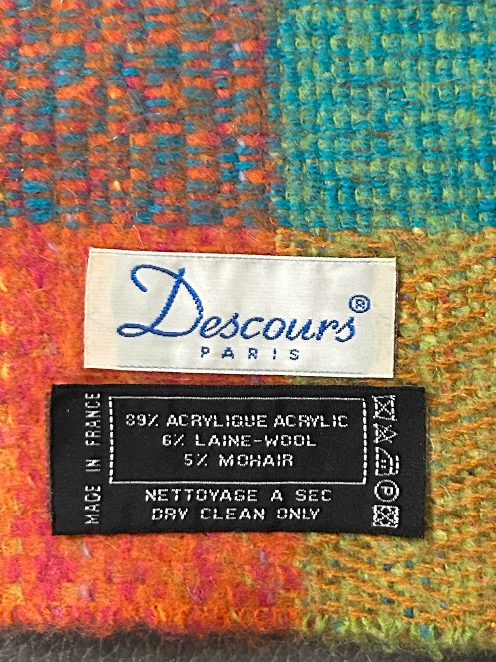 Descours Paris woven scarf 50x7 Made in France acrylic Laine wool Mohair - Picture 2 of 4